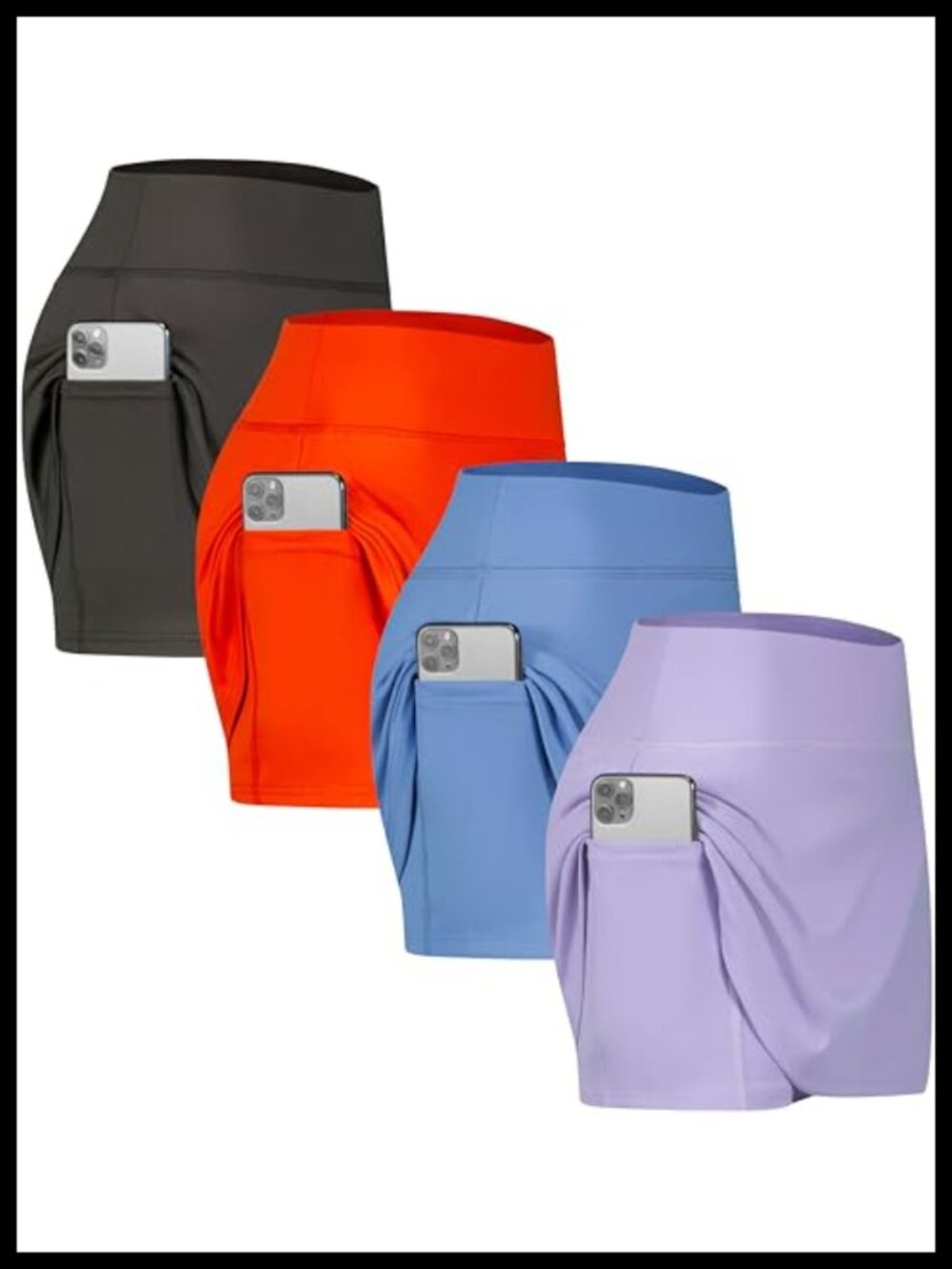 4 Pack High Waisted Skorts with Pockets Tennis Golf Athletic Skirts